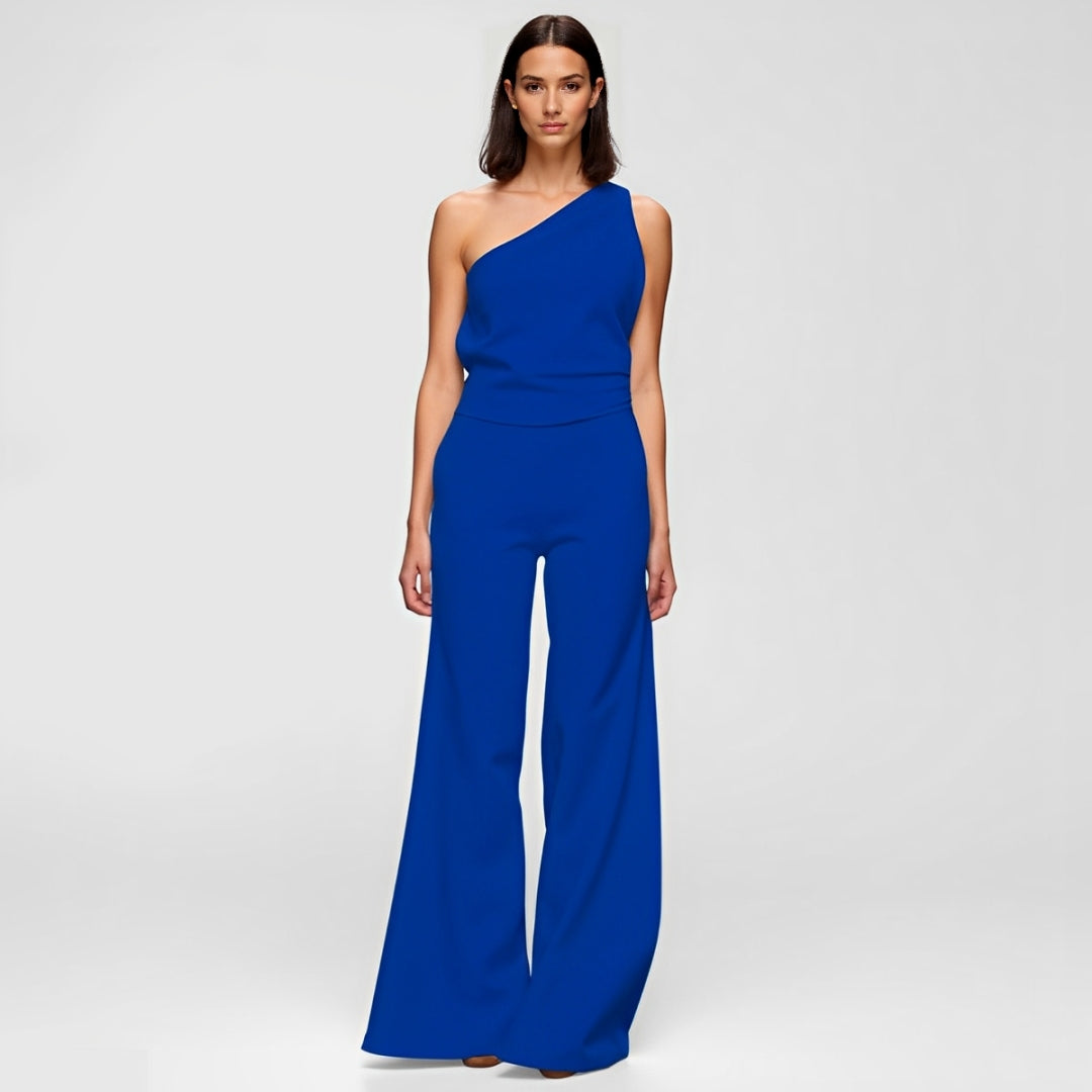 Mili | Damen Jumpsuit Mit Rundhalsausschnitt, Armellos Und Weitem Bein